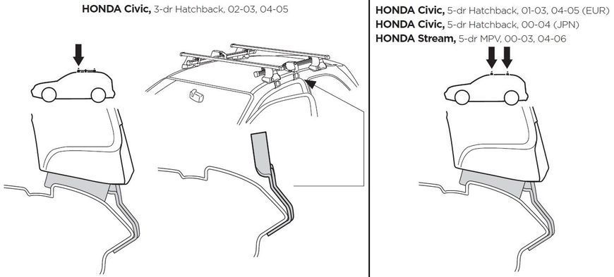Монтажний комплект Thule 1228 для Honda Civic (mkVII)(хетчбек) 2001-2005; Stream (mkI) 2000-2006 (TH 141228) TH 141228 фото