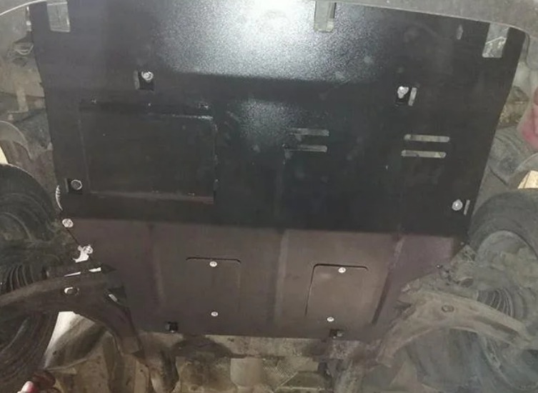 Захист двигуна Volkswagen T5 (2003-2015) з боковими крилами /V: всі/ на двигун і КПП - 2.0 мм. 101965 фото