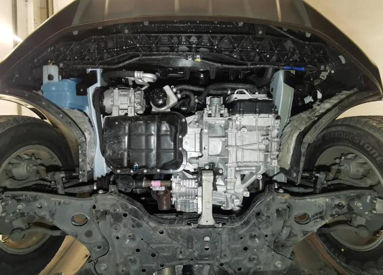 Захист двигуна Hyundai SantaFe IV (2018-2021) поверх пластику /V: всі/ на радіатор, двигун, КПП - 2.0 мм. 100657 фото